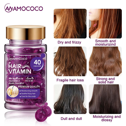 Hair Vitamin Capsules Infused with Argan Oil for Perm & Color Treated Hair💜