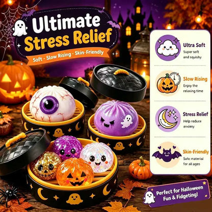 Cute Halloween scary ghost Marukosqueeze toy set, portable stressrelief hand squeeze toys👻