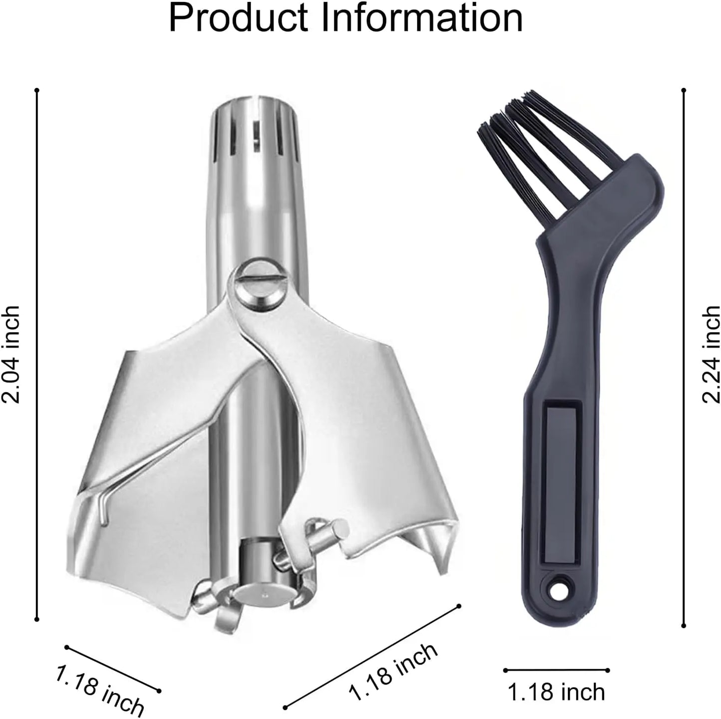 Manual Nose Hair Trimmer,Stainless Steel,Waterproof,No Battery Needed with Cleaning Brush Trimmer🪒