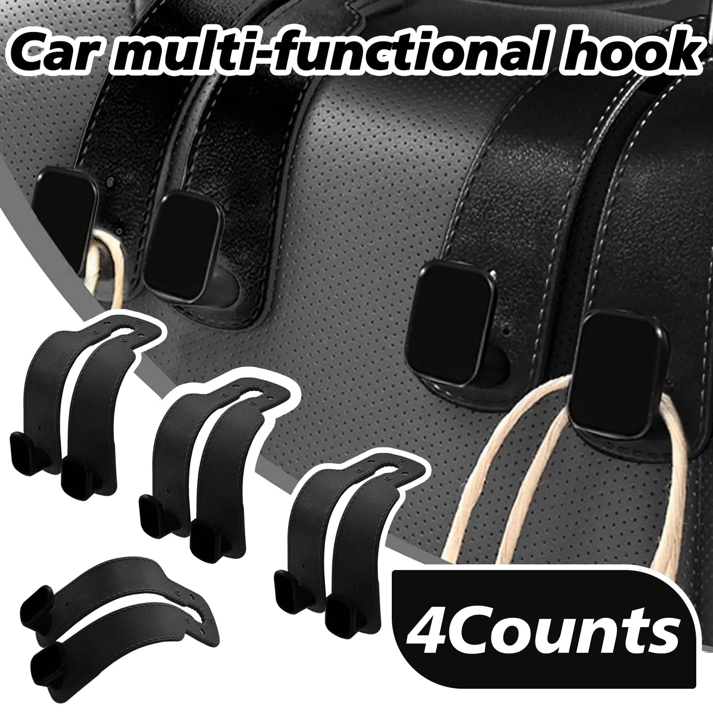 4 Counts Car Seat Headrest Hook, Improved Car Seat Back Double Hooks 🚗