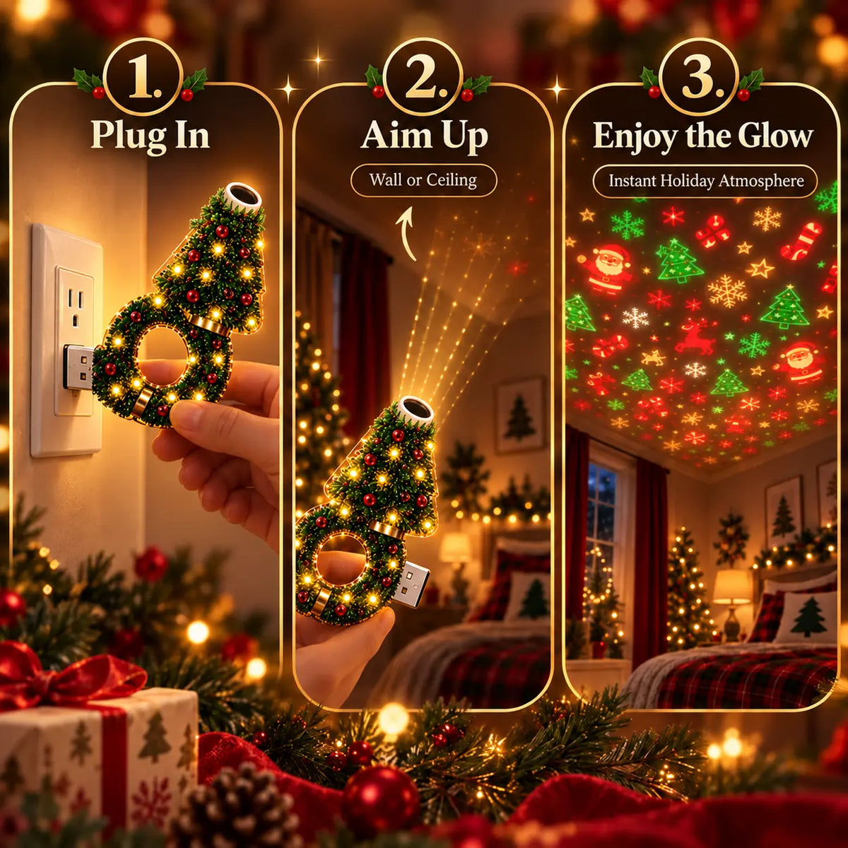 2026 New USB Plug-In Christmas Projector Night Light 🎄