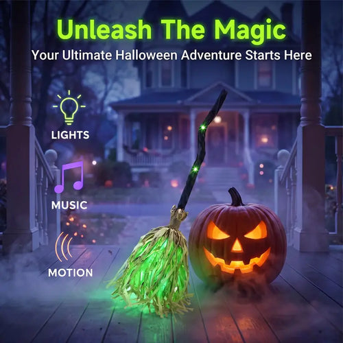 🎃Halloween Sale🎃Animated Witch Broom – Lights, Music & Motion – The Life of the Party
