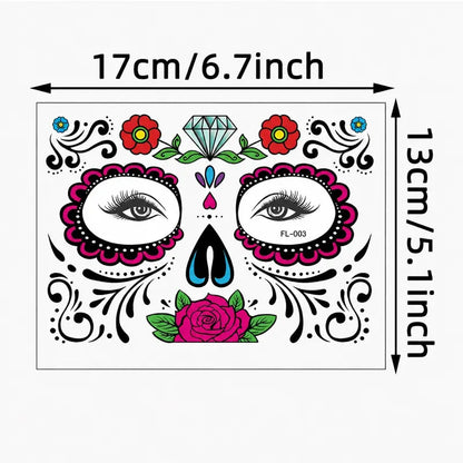 Dia De Los Muertos Temporary Face Tattoos 💀