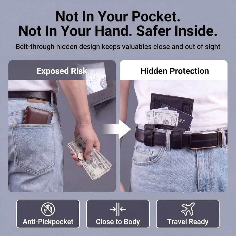 Anti‑Theft Passport Pouch, Multifunctional Phone and ID Waist Pouch🎒