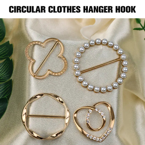 4 Counts Women's Fashion Metal Shirt Clips, Shape-Including Round and Heart Designs 🧷