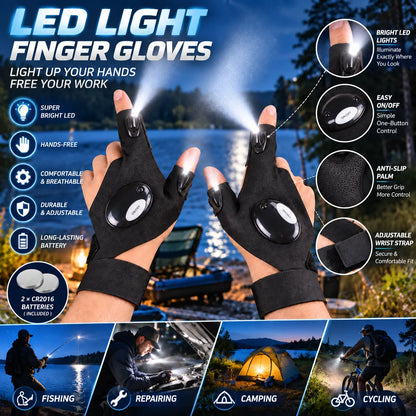 LED Finger Flashlight Gloves, Hands-Free LED Light Gloves for Fishing 🎣