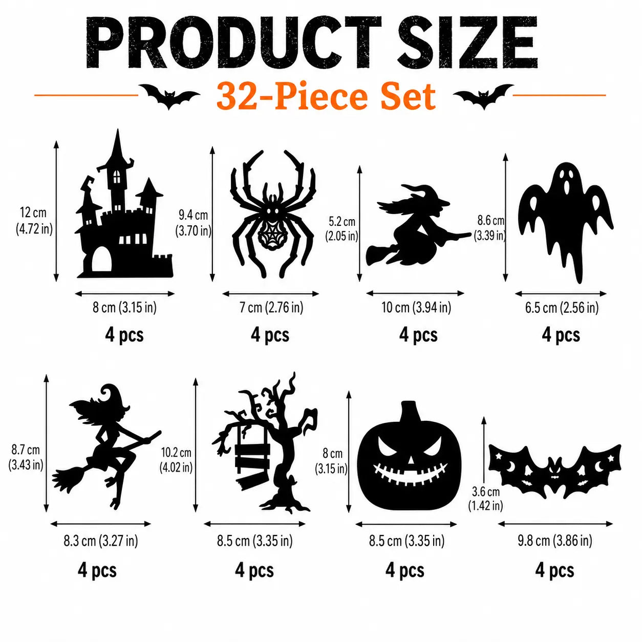 Halloween LED Silhouette Wall Light Stickers, Battery Powered Peel & Stick Decor Lights🎃