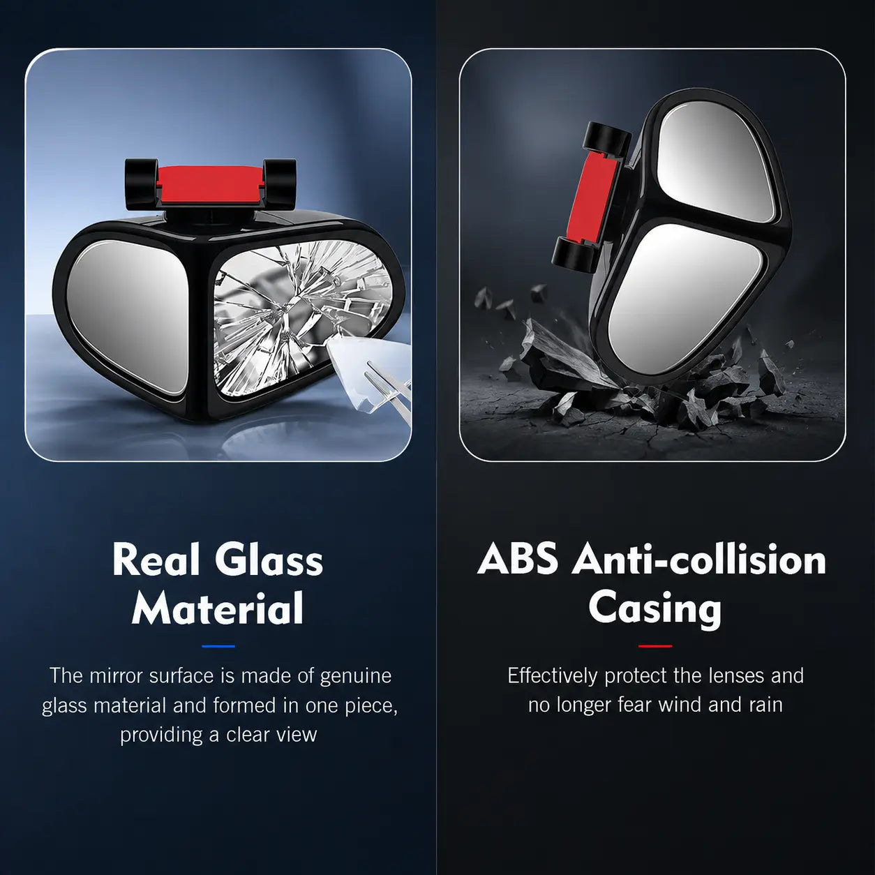 360° Rotatable Dual‑Lens Real Glass Car Blind Spot Mirror🚗🔍