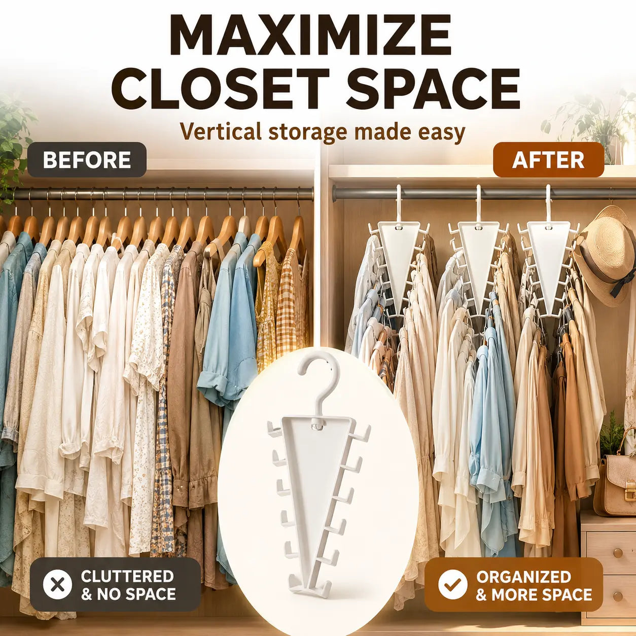 V Shaped Double‑Sided Closet Organizer Hanger👕