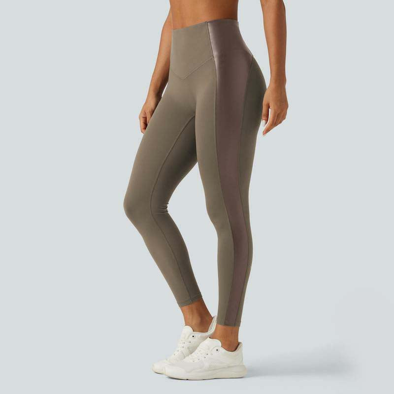 High Waisted Stretchy PU Tummy Control Yoga Leggings with Pocket 🧘