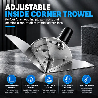 Interior Corner Finishing Trowel Stainless Steel, Silver Shaped Finishing Tool 🛠️