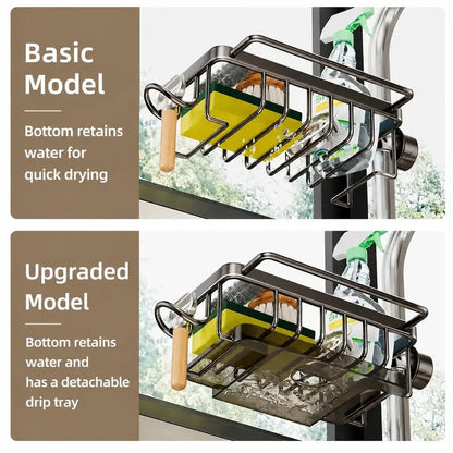 Sink Organizer Rack, Stainless Steel Hanging Faucet Drain Rack with Drip Tray🧽
