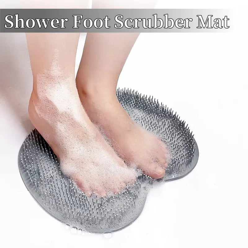 Back & Feet Cleaning Mat,Silicone Shower Foot Scrubber Pad,Shower Massage Soft Bristles Exfoliating Scrubber 🦶