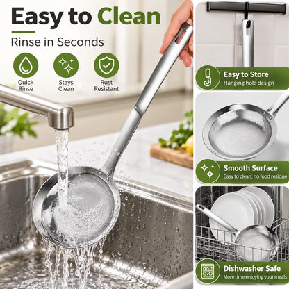 Stainless Steel Fine Mesh Skimmer Spoons, Multi-Size Hot Pot Fat Skimmers 🍲