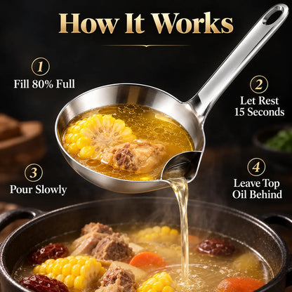 2 Count Stainless Steel Oil Separator Ladle, Mirror Polished Surface 🥄