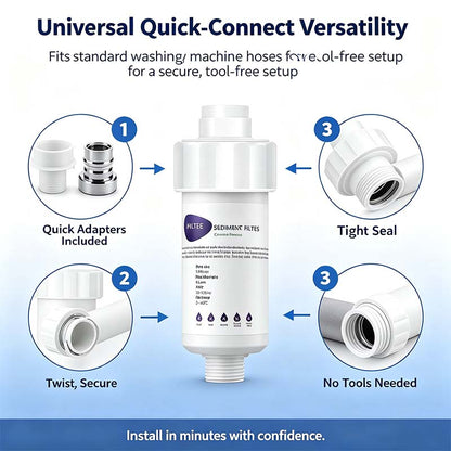 5 Micron PP Water Filter, Reduce Rust & Chlorine with Quick Connect Adapter for Washing Machine 💦
