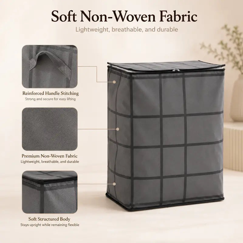 Spacious Foldable Fabric Zippered Storage Bin for Moving & Bedroom Closet📦