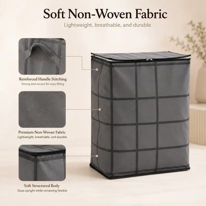 Spacious Foldable Fabric Zippered Storage Bin for Moving & Bedroom Closet📦