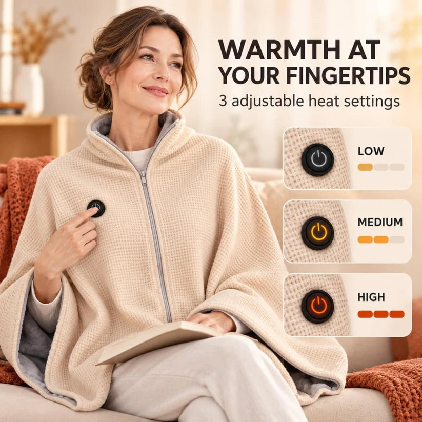 Wearable Heated Shawl Wrap with Zipper 🔥