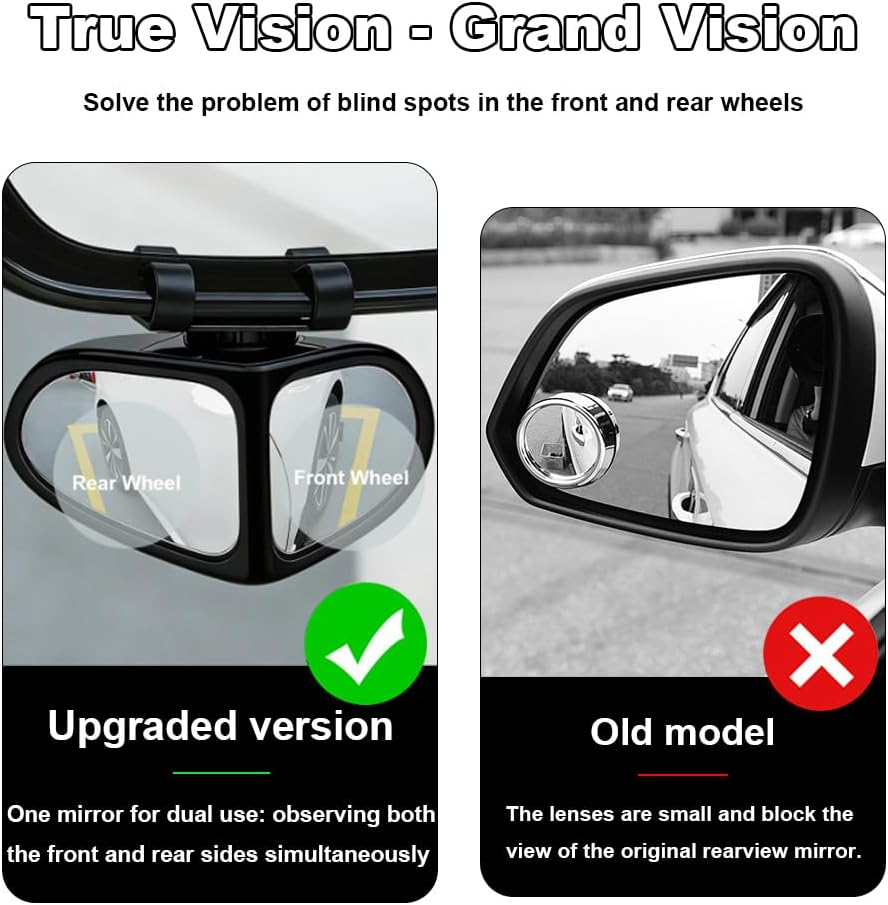 360° Rotatable Dual‑Lens Real Glass Car Blind Spot Mirror🚗🔍