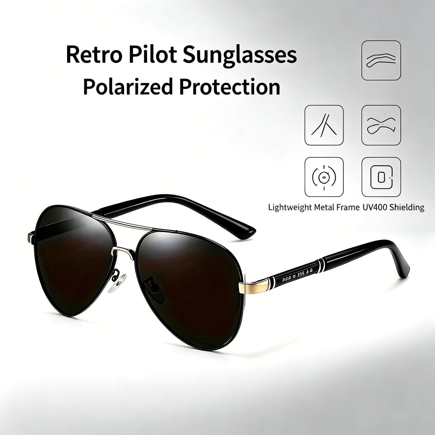Polarized Pilot Sunglasses UV400 Protection Light Metal Frame Anti Glare Driving Outdoor Shades🕶️
