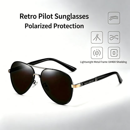 Polarized Pilot Sunglasses UV400 Protection Light Metal Frame Anti Glare Driving Outdoor Shades🕶️