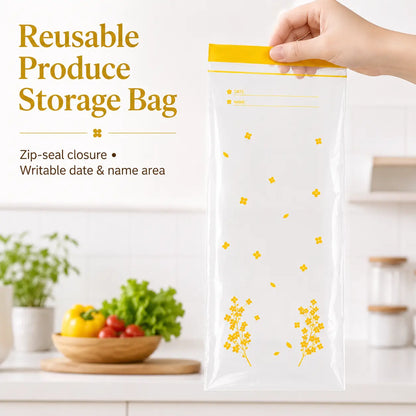 15PCS Thick Double Seal Food Storage Bags, Reusable Self-Sealing Pouches 🥡