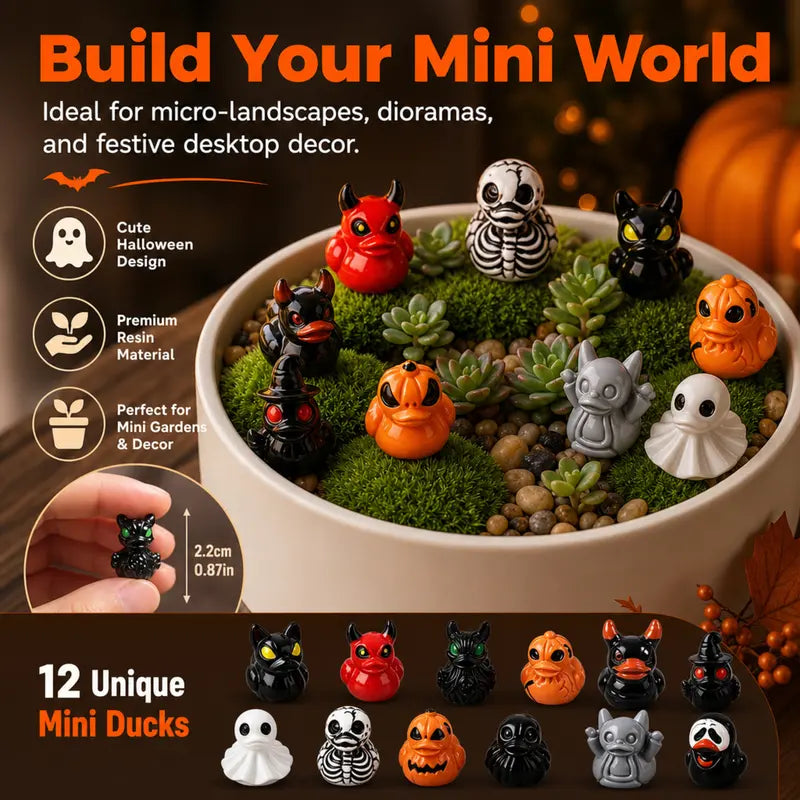 Mini Devil Ghost Skull Resin Ducks, Cute Spooky Desktop Decor, Creative Desktop Ornament🎃