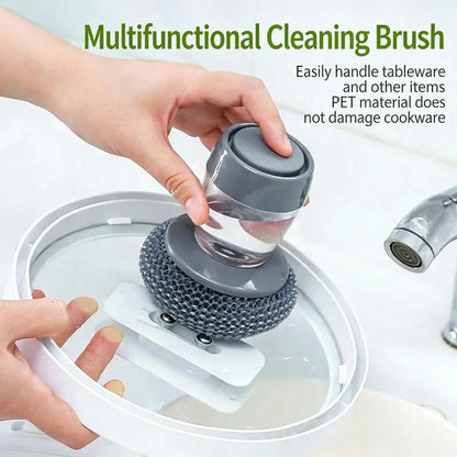 Plastic Auto-Dispense Dish Brush - Multifunctional Pot Scrubber🧼