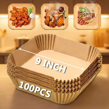100Pcs Parchment Paper,Air Fryer Paper Liners, Air Fryer Liners Disposable for Microwave 📜