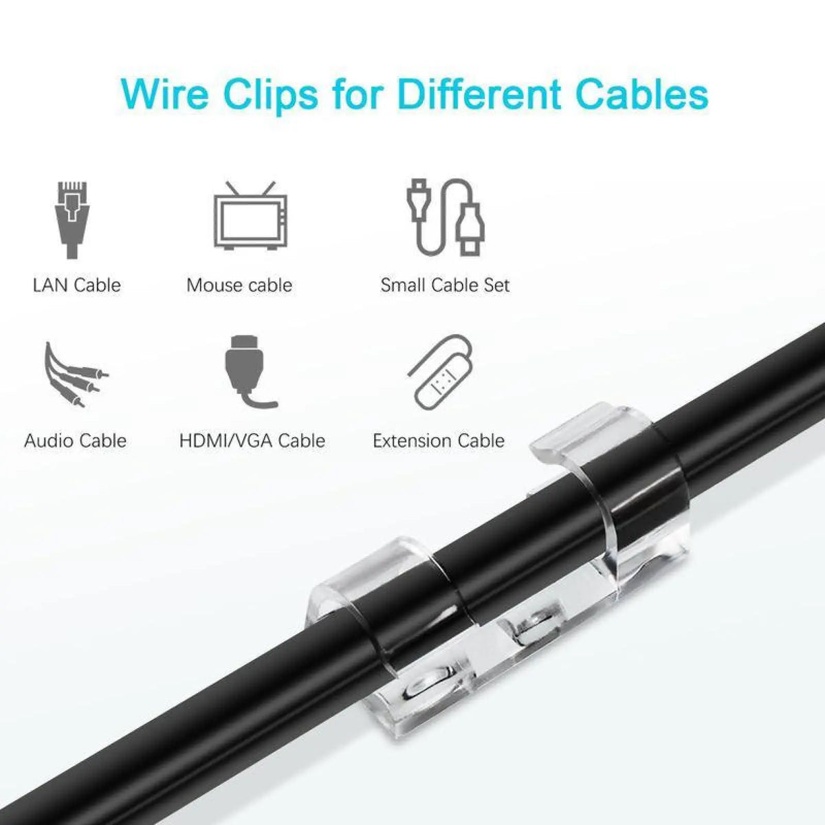 40Pcs Self-Adhesive Cable Clips, Space-Saving Wire Cord Organizer