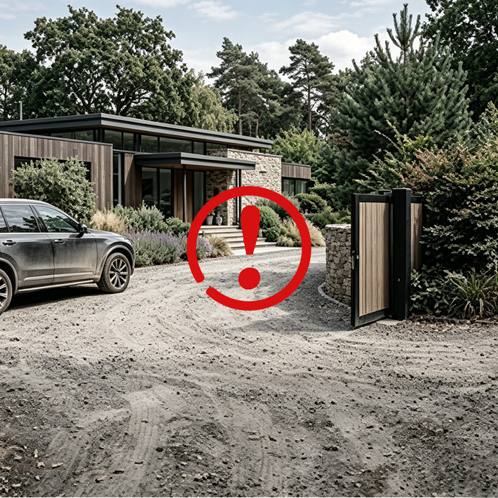 Dried mud and hardened grime on a driveway