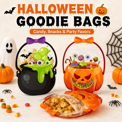 Halloween Plastic Goodie Bags, Trick or Treat Candy Bags 🎃