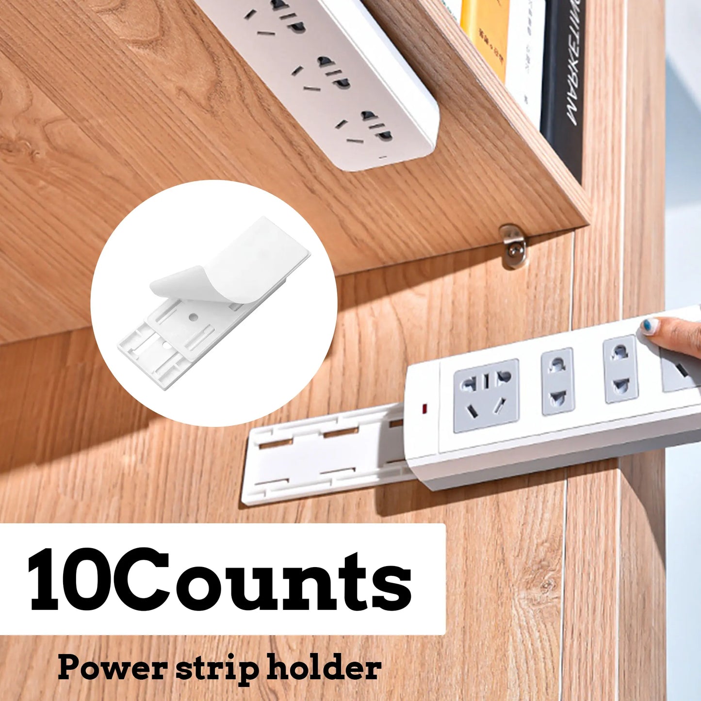 10 Counts Adhesive Punch-Free Socket Holder, Self Adhesive Desktop Socket Fixer 🔌