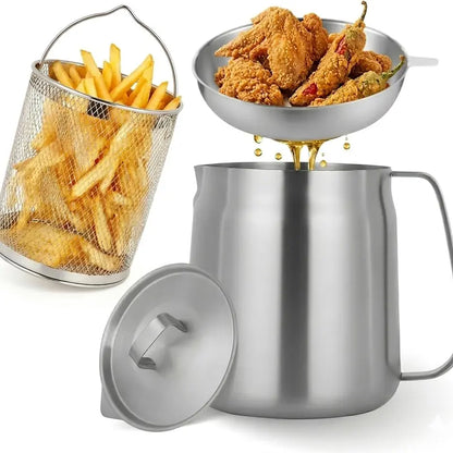 304 Stainless Steel Deep Fryer Pot Set 🍳