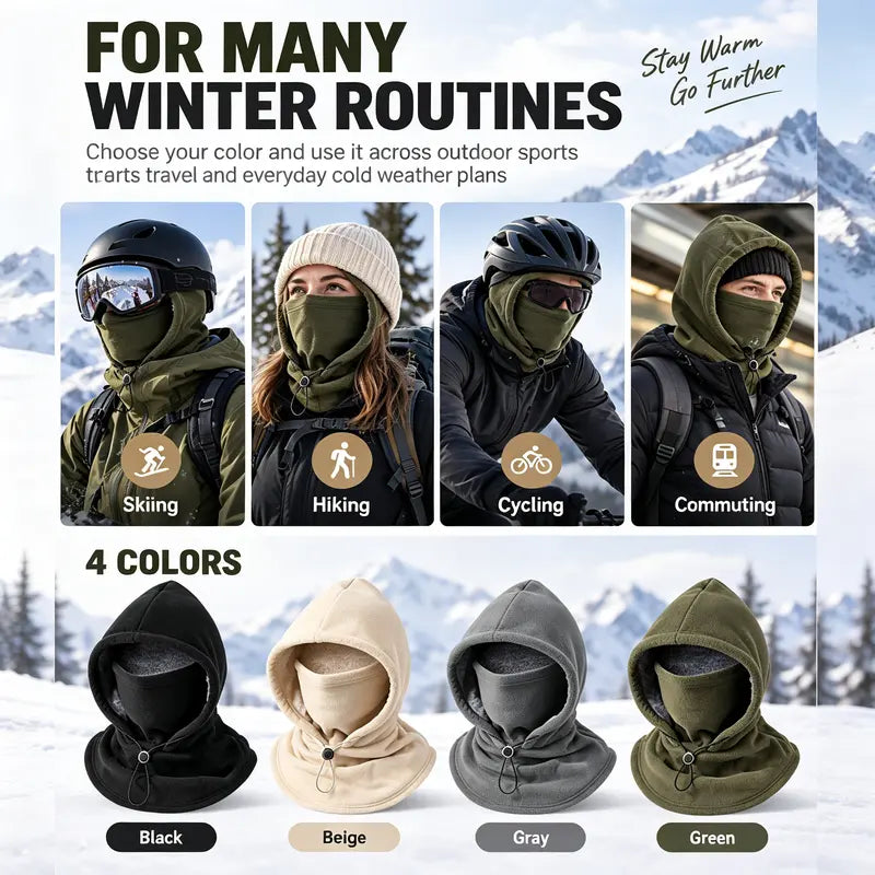 Integrated Flannel Warm Face Mask and Hat, Windproof and Warm 🧣