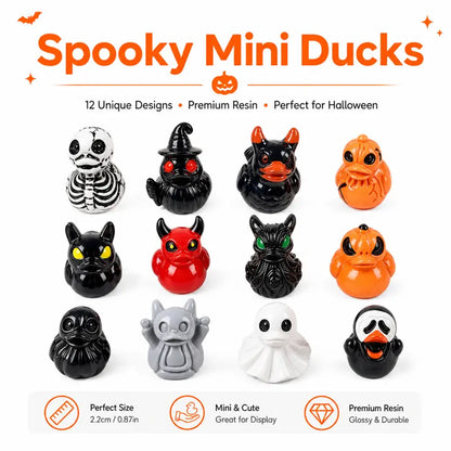 Mini Devil Ghost Skull Resin Ducks, Cute Spooky Desktop Decor, Creative Desktop Ornament🎃