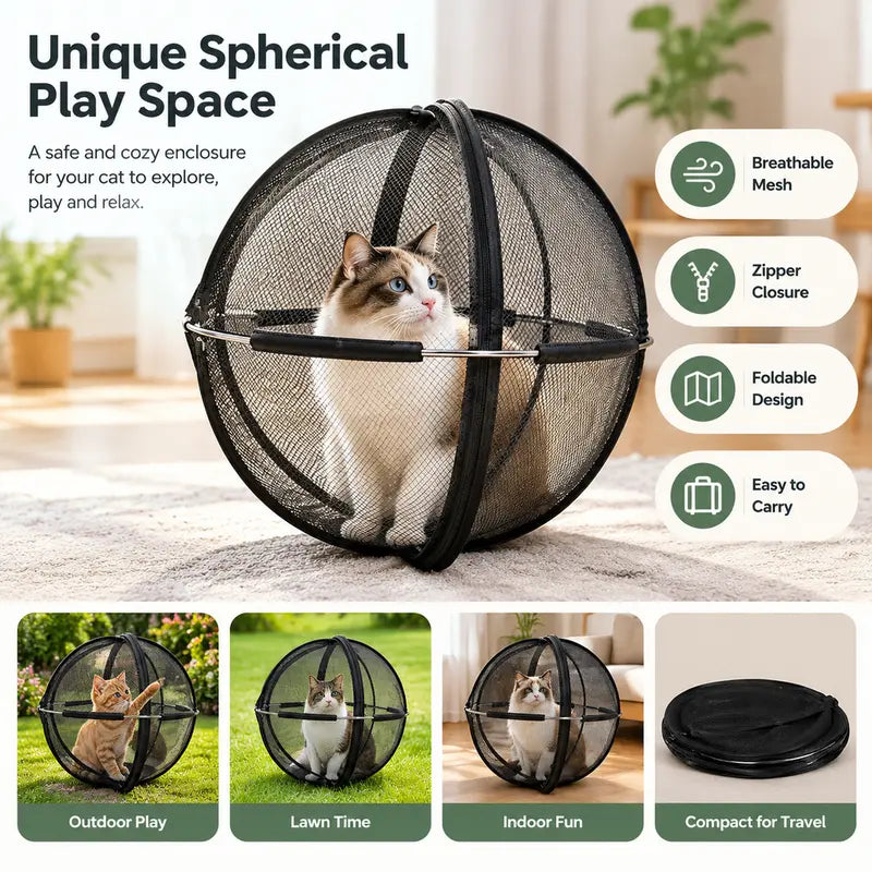 Portable Outdoor Cat Enclosure Mesh Ball Cat Cage π±