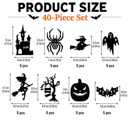 Halloween LED Silhouette Wall Light Stickers, Battery Powered Peel & Stick Decor Lights🎃