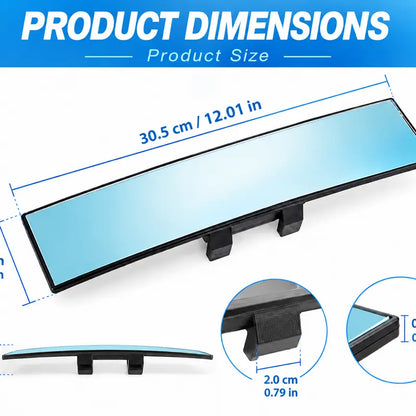12-Inch HD Convex Panoramic Rearview Mirror, Clip-On Car Interior Mirror with Anti-Slip Clips 🚗