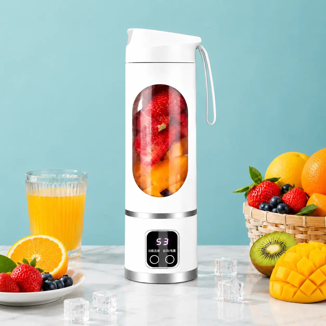 Portable 15.22 Oz USB Rechargeable Personal Blender with LED Display🥤