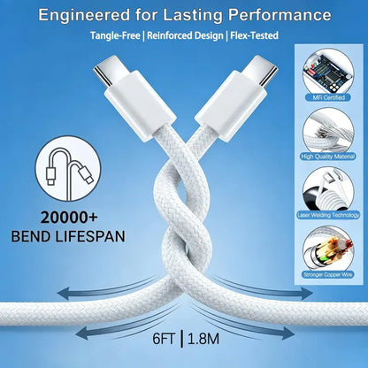 20W Super Fast USB-C Charger with 1M / 2M Type-C to C Cable Kit