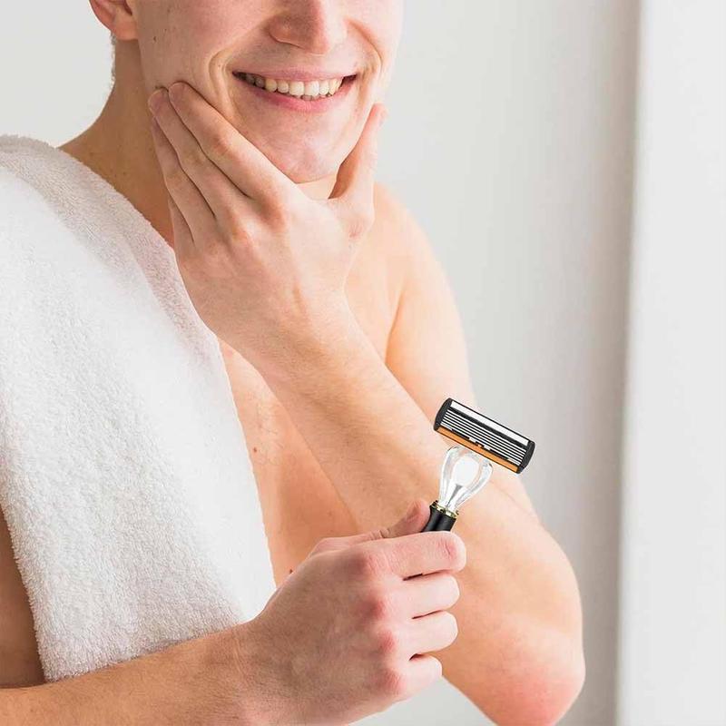 Men using precision razor for grooming