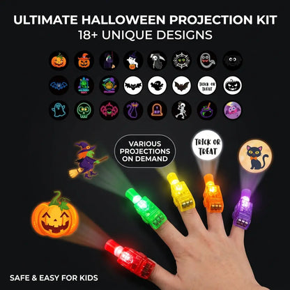 12PCS Halloween Finger Projector Rings, LED Light-Up Finger Toys🔦🎃