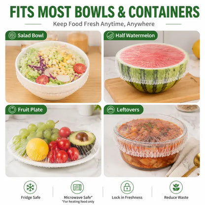 100PCS Disposable Stretch Food Covers for Bowls & Plates, Elastic Bowl Covers🥗