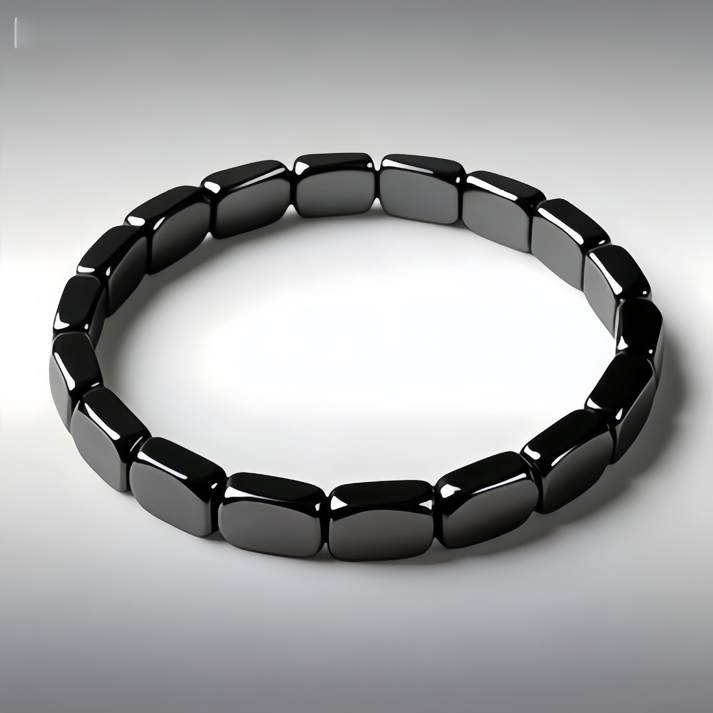 Hematite Beaded Bracelet, Unisex Magnetic Stone Jewelry