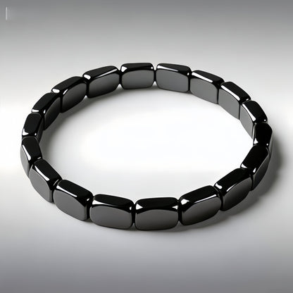 Hematite Beaded Bracelet, Unisex Magnetic Stone Jewelry