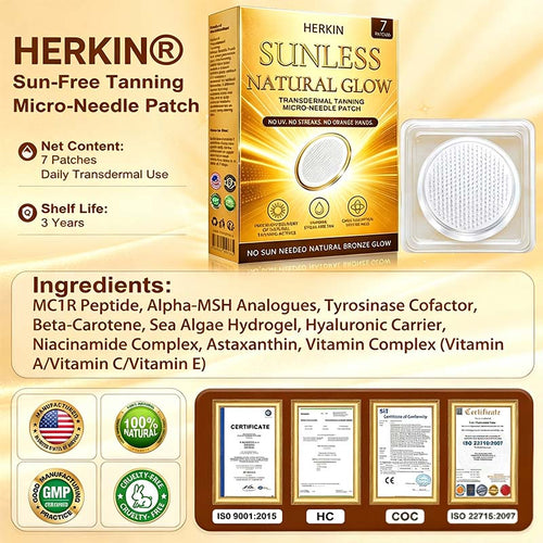 Sun-Free Micro-Needle Tanning Patches, Natural Even Bronze Tan, No Streaks & Orange Tone🧴