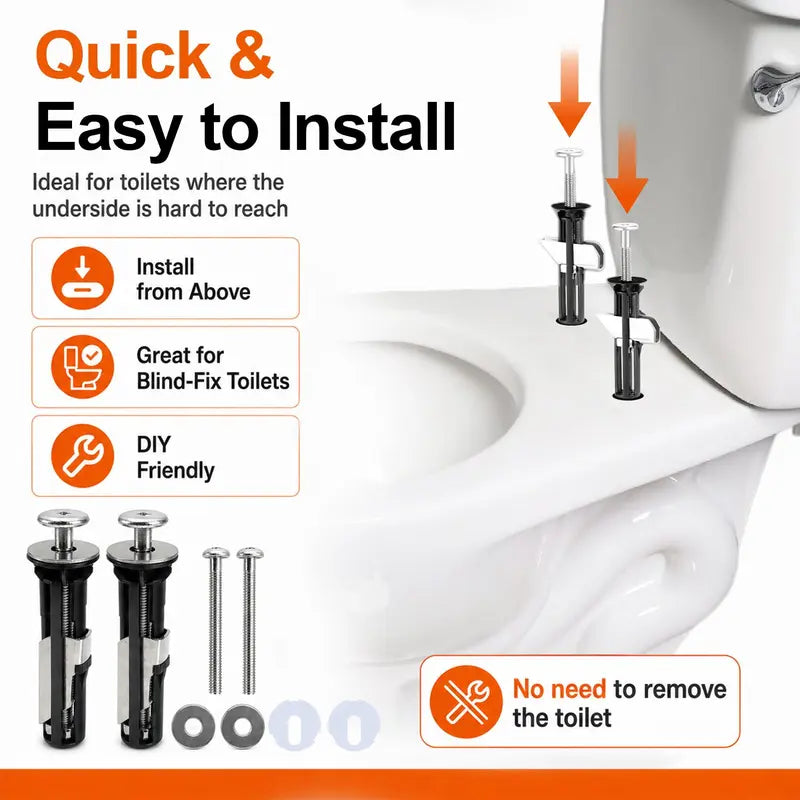 2PCS Universal Toilet Seat Bolt Kit Screws, Quick Release Easy Install Toilet Seat Replacement Parts 🚽
