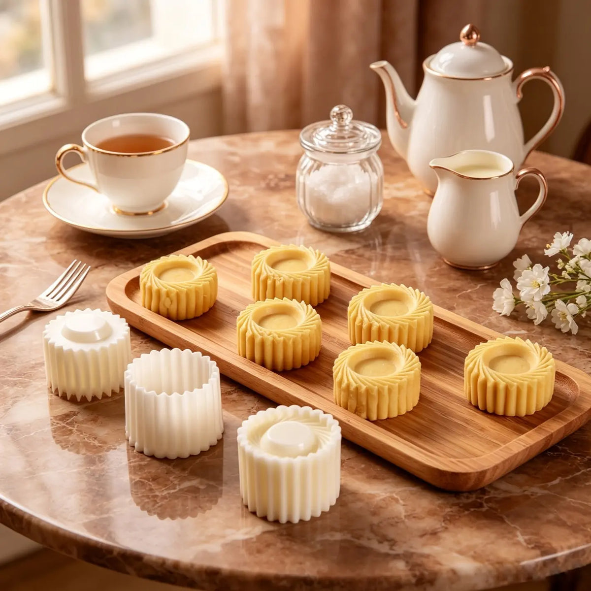Sunflower‑Patterned Round Hand‑Press Mooncake Mold, French‑Style Lace Pastry Mold 🍪
